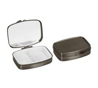 kwmobile Pastillero metálico 2en1 - Set de 2x estuche duro de acero inoxidable con 2 compartimentos para medicinas - bronce