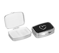 kwmobile Pastillero Pequeño 2en1 - Set de 2x Pastillero de Acero Inoxidable con 2 Compartimentos para Medicinas - Caja para Pastillas - dibujo de corazón