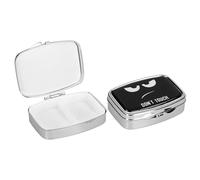 kwmobile Pastillero Pequeño 2en1 - Set de 2x Pastillero de Acero Inoxidable con 2 Compartimentos para Medicinas - Caja para Pastillas - Don't Touch