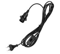 kwmobile Portalámpara E14 con interruptor - Cable de red con interruptor y enchufe - Adaptador de lámpara de 3.5 M - Base para bombilla en negro