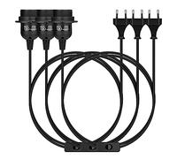 kwmobile Portalámparas E27 con cable - Set de 3x casquillo para bombilla con enchufe - 3x Base de lámpara con interruptor y cable de 5 m - En negro