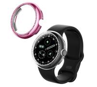 kwmobile Protector Reloj Inteligente Compatible con Google Pixel Watch 4 41mm Protector Pantalla Reloj - 2X Carcasa Antigolpes para Esfera Smartwatch - Transparente/Rosado Suave