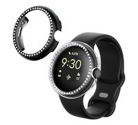 kwmobile Protector Reloj Inteligente Compatible con Google Pixel Watch Protector Pantalla Reloj - 2X Carcasa Antigolpes para Esfera Smartwatch - Transparente/Negro