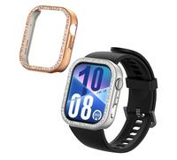 kwmobile Protector Reloj Inteligente Compatible con Huawei Watch Fit 4 Protector Pantalla Reloj - 2X Carcasa Antigolpes para Esfera Smartwatch - Plata/Oro Rosa