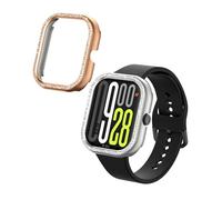 kwmobile Protector Reloj Inteligente Compatible con Xiaomi Redmi Watch 4 / Watch 5 / Watch 5 eSIM Protector Pantalla Reloj - 2X Carcasa Antigolpes para Esfera Smartwatch - Plata/Oro Rosa