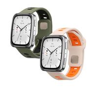 kwmobile Pulsera compatible con 20mm Amazfit Active 2/2 Square/Active Edge/Bip 3 / GTS 3 4 correa - 2x Correas de silicona flexible - Tamaño ajustable