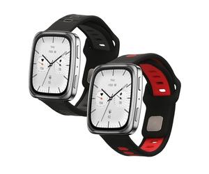 kwmobile Pulsera compatible con 20mm Amazfit Active 2/2 Square/Active Edge/Bip 3 / GTS 3 4 correa - 2x Correas de silicona flexible - Tamaño ajustable