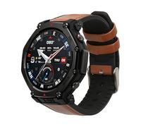 kwmobile Pulsera Compatible con Amazfit T-Rex 3 Correa - 1x Correas de Cuero auténtico - Tamaño Ajustable - marrón/Negro