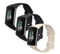 kwmobile Pulsera compatible con Fitbit Charge 6 / Charge 5 correa - 3x Correas de silicona flexible - Tamaño ajustable