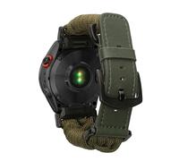 kwmobile Pulsera compatible con Garmin 20mm Fenix 8 43mm / Fenix 7S / Fenix 6S / Epix Pro 42mm - Correa Trenzada de Cuero PU y Nailon para Smartwatch - Tamaño ajustable - verde oscuro