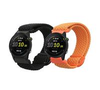 kwmobile Pulsera compatible con Garmin Forerunner 255/255 Music correa - 2x Correas de nailon trenzado - Tamaño ajustable - negro/naranja