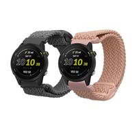 kwmobile Pulsera compatible con Garmin Forerunner 255/255 Music correa - 2x Correas de nailon trenzado - Tamaño ajustable - gris/rosa palo