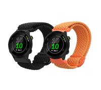kwmobile Pulsera compatible con Garmin Forerunner 55 / Forerunner 165/245 / 645/570 42mm correa - 2x Correas de nailon trenzado - Tamaño ajustable - negro/naranja
