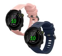 kwmobile Pulsera compatible con Garmin Forerunner 55 / Forerunner 165/245 / 645/570 42mm correa - 2x Correas de silicona flexible - Tamaño ajustable