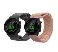 kwmobile Pulsera compatible con Garmin Forerunner 55 / Forerunner 165/245 / 645/570 42mm correa - 2x Correas de nailon trenzado - Tamaño ajustable - gris/rosa palo