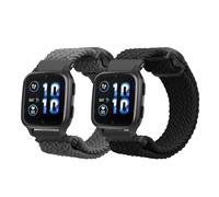 kwmobile Pulsera compatible con Garmin Venu Sq 2 Music/Sq 2 correa - 2x Correas de nailon trenzado - Tamaño ajustable - negro/gris