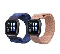 kwmobile Pulsera compatible con Garmin Venu Sq 2 Music/Sq 2 correa - 2x Correas de nailon trenzado - Tamaño ajustable - azul oscuro/rosa palo
