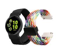 kwmobile Pulsera compatible con Garmin vivoactive 5 / active 5 correa - 2x Correas de Nailon Trenzado con Cierre de Imán - Tamaño ajustable - negro/multicolor