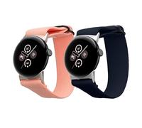 kwmobile Pulsera Compatible con Google Pixel Watch 3 41mm / Pixel Watch 2 / Pixel Watch 1 Correa - 2X Correas de Nailon Trenzado - Tamaño Ajustable - Azul Oscuro/Rosa Palo