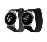 kwmobile Pulsera compatible con Google Pixel Watch 3 41mm / Pixel Watch 2 / Pixel Watch 1 correa - 2x Correas de nailon trenzado - Tamaño ajustable - negro/gris