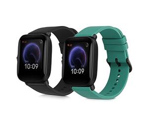 kwmobile Pulsera compatible con Huami Amazfit Bip U/Bip U pro correa - 2x Correas de silicona flexible - Tamaño ajustable