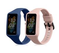 kwmobile Pulsera compatible con Huawei Band 6 & 6 Pro/Honor Band 7 & 6 correa - 2x Correas de silicona flexible - Tamaño ajustable