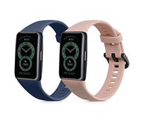 kwmobile Pulsera compatible con Huawei Band 6 & 6 Pro/Honor Band 7 & 6 correa - 2x Correas de silicona flexible - Tamaño ajustable