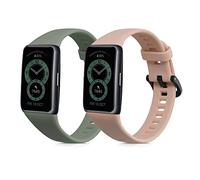 kwmobile Pulsera compatible con Huawei Band 6 & 6 Pro/Honor Band 7 & 6 correa - 2x Correas de silicona flexible - Tamaño ajustable