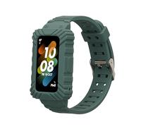 kwmobile Pulsera compatible con Huawei Band 9 / Band 8 7 6 Pro/Honor Band 7 6 - Correa de silicona con bumper para reloj - verde