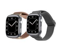 kwmobile Pulsera compatible con Huawei Watch D2 correa - 2x Correas de nailon trenzado - Tamaño ajustable - gris oscuro/rosa palo