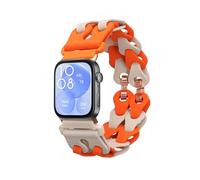 kwmobile Pulsera compatible con Huawei Watch Fit 3 correa - Correa de Silicona Trenzada Impermeable para Smartwarch - Tamaño ajustable - beige/naranja