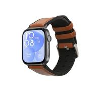 kwmobile Pulsera Compatible con Huawei Watch Fit 3 / Fit 4 Correa - 1x Correas de Cuero auténtico - Tamaño Ajustable - marrón/Negro