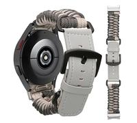 kwmobile Pulsera compatible con Samsung Galaxy Watch 4/5 / 6 Galaxy Watch 7 / FE - Correa Trenzada de Cuero PU y Nailon para Smartwatch - Tamaño ajustable - beige/gris oscuro