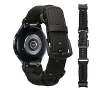 kwmobile Pulsera compatible con Samsung Galaxy Watch 4/5 / 6 Galaxy Watch 7 / FE - Correa Trenzada de Cuero PU y Nailon para Smartwatch - Tamaño ajustable - negro