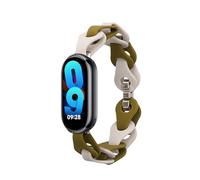 kwmobile Pulsera compatible con Xiaomi Mi Band 10 / Mi Band 9/8 correa - Correa de Silicona Trenzada Impermeable para Smartwarch - Tamaño ajustable - beige/verde