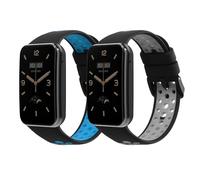 kwmobile Pulsera compatible con Xiaomi Mi Band 7 Pro correa - 2x Correas de silicona flexible - Tamaño ajustable - negro/gris/negro/azul