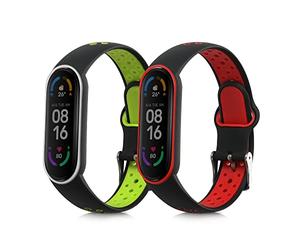 kwmobile Pulsera compatible con Xiaomi Mi Smart Band 6 / Mi Band 6 / Band 5 correa - 2x Correas de silicona flexible - Tamaño ajustable