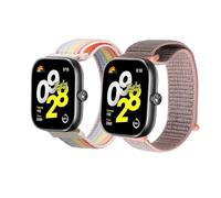 kwmobile Pulsera compatible con Xiaomi Redmi Watch 4 / Band 8 Pro/Band 9 Pro correa - 2x Correas de nailon trenzado - Tamaño ajustable - rosa palo/multicolor