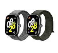 kwmobile Pulsera compatible con Xiaomi Redmi Watch 4 / Band 8 Pro/Band 9 Pro correa - 2x Correas de nailon trenzado - Tamaño ajustable - verde oscuro/gris oscuro