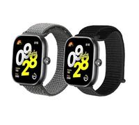 kwmobile Pulsera compatible con Xiaomi Redmi Watch 4 / Band 8 Pro/Band 9 Pro correa - 2x Correas de nailon trenzado - Tamaño ajustable - negro/gris oscuro
