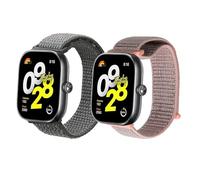 kwmobile Pulsera compatible con Xiaomi Redmi Watch 4 / Band 8 Pro/Band 9 Pro correa - 2x Correas de nailon trenzado - Tamaño ajustable - gris oscuro/rosa palo