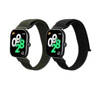 kwmobile Pulsera compatible con Xiaomi Redmi Watch 4 / Band 8 Pro/Band 9 Pro correa - 2x Correas de nailon trenzado - Tamaño ajustable - negro/verde oscuro