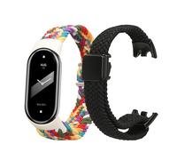 kwmobile Pulsera compatible con Xiaomi Smart Band 10 / Smart Band 9/8 correa - 2x Correas de Nailon Trenzado con Cierre de Imán - Tamaño ajustable - negro/multicolor