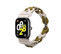 kwmobile Pulsera compatible con Xiaomi Smart Band 8 Pro/Band 9 Pro/Redmi Watch 5 / Redmi Watch 4 correa - Correa de Silicona Trenzada Impermeable para Smartwarch - Tamaño ajustable - beige/verde