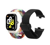 kwmobile Pulsera compatible con Xiaomi Smart Band 8 Pro/Band 9 Pro/Redmi Watch 5 / Redmi Watch 4 correa - 2x Correas de Nailon Trenzado con Cierre de Imán - Tamaño ajustable - negro/multicolor