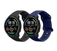 kwmobile Pulsera Compatible con Xiaomi Watch S4/S4 Sport/S3/S2/Watch S1 Active/Redmi Watch 5 Active - 2X Correa de Silicona smartwatch Talla L Negro/Azul Oscuro - 18-23 CM