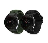 kwmobile Pulsera compatible con Xiaomi Watch S4/S4 Sport/S3/S2/Watch S1 Active/Redmi Watch 5 Active correa - 2x Correas de nailon trenzado - Tamaño ajustable - negro/verde