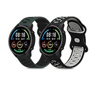 kwmobile Pulsera Compatible con Xiaomi Watch S4/S4 Sport/S3/S2/Watch S1 Active/Redmi Watch 5 Active - 2X Correa de Silicona smartwatch Talla L Negro/Gris/Verde Oscuro/Negro - 14-22 CM