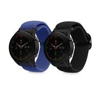 kwmobile Pulsera compatible con Xiaomi Watch S4/S4 Sport/S3/S2/Watch S1 Active/Redmi Watch 5 Active correa - 2x Correas de nailon trenzado - Tamaño ajustable - negro/azul oscuro