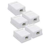 kwmobile Roseta RJ45 para Pared - 1 Puerto Ethernet CAT6A - Caja de Red para instalación en Superficie - Conector blindado para Internet en Blanco